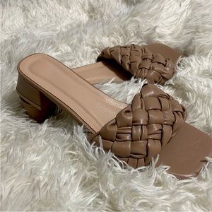 Brown Tan Braided Sandal Slides - SHEIN